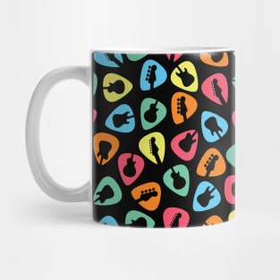 Guitar Pick Seamless Pattern Guitar Silhouette Colorful Theme Mug